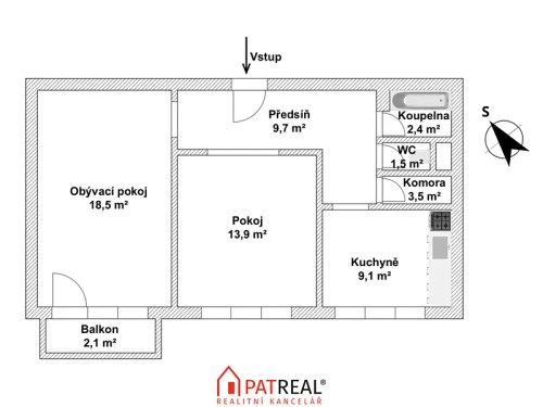 Prodaný byt 2+1 62 m²