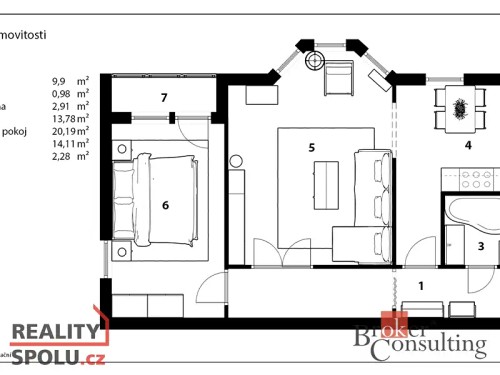 Prodaný byt 2+1 64 m²