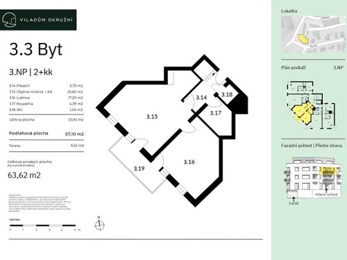 Prodej bytu 2+kk 57 m²