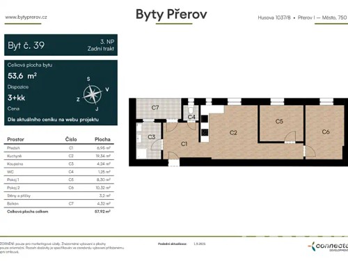 Prodaný byt 3+kk 54 m²