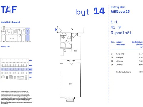 Prodaný byt 1+1 41 m²