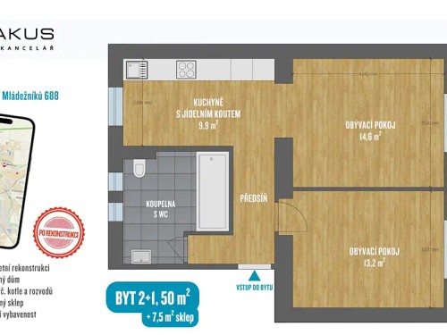 Prodaný  byt 2+1 57 m²
