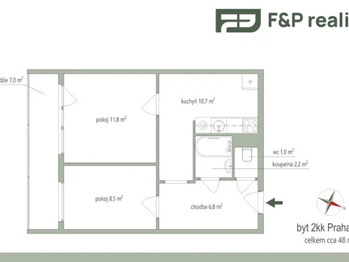Prodaný byt 2+kk 52 m²