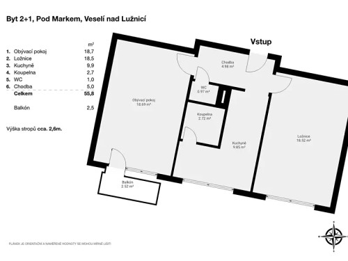 Prodaný byt 2+1 54 m²