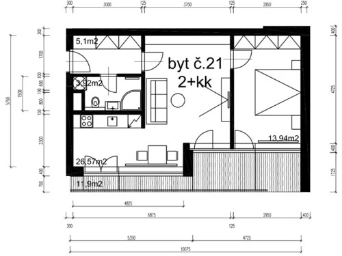 Prodaný  byt 2+kk 55 m²