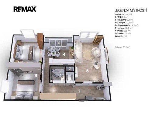 Prodej bytu 3+1 75 m²