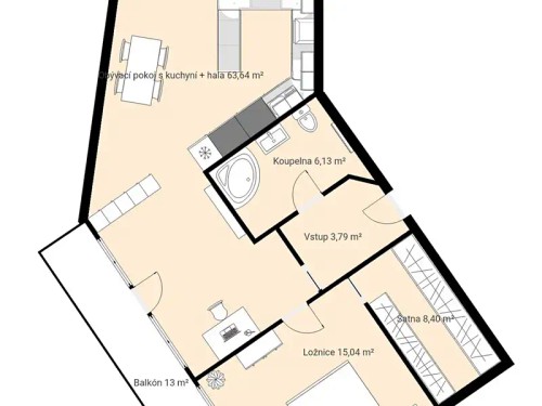 Prodej bytu 2+kk 96 m²