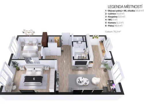 Prodaný byt 3+1 70 m²