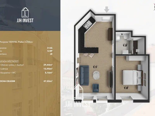 Prodaný byt 2+kk 48 m²