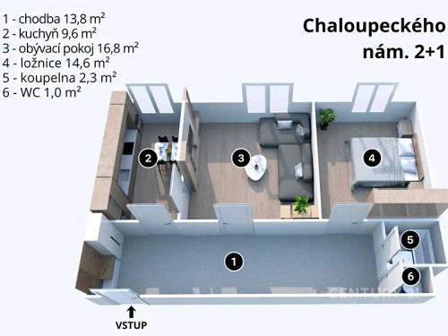 Prodej bytu 2+1 58 m²