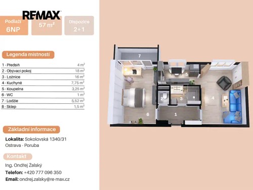 Prodej bytu 2+1 57 m²