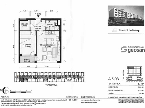 Prodaný  byt 2+kk 55 m²