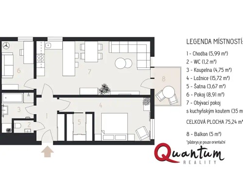 Prodaný byt 3+kk 80 m²
