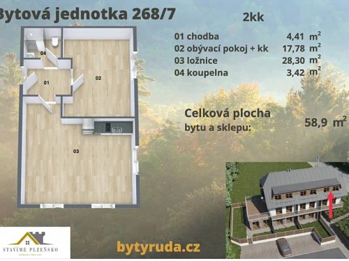Prodej bytu 2+kk 59 m²