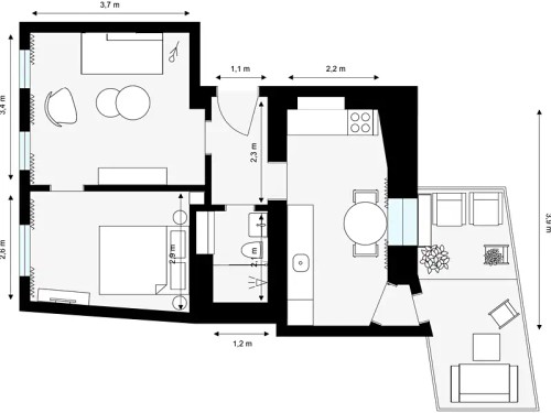 Prodaný  byt 2+1 46 m²