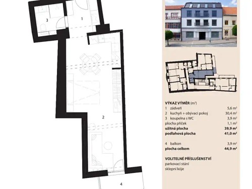 Prodej bytu 1+kk 41 m²