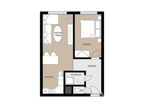 Prodaný byt 2+kk 44 m²