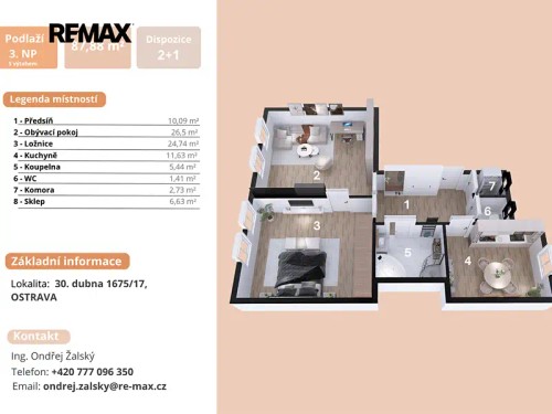 Prodej bytu 2+1 87 m²