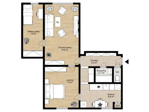 Prodej bytu 3+1 58 m²