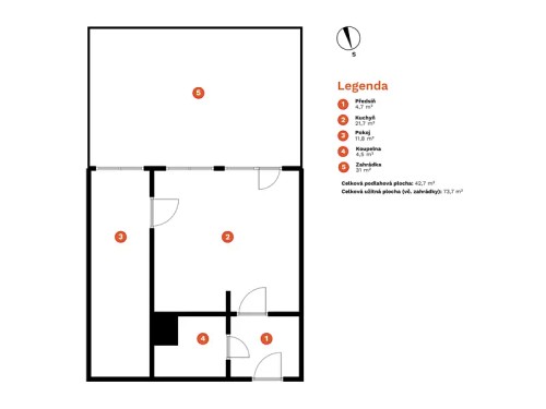 Prodaný  byt 2+kk 43 m²