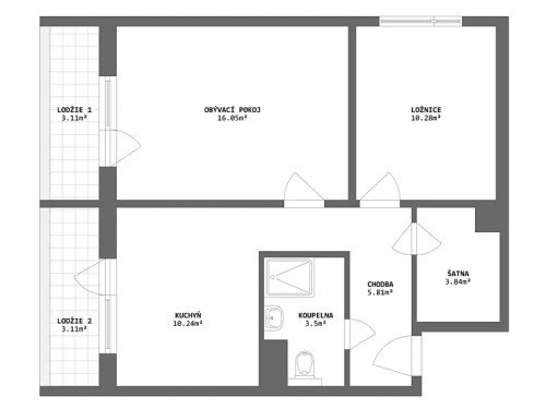 Prodaný byt 2+1 50 m²