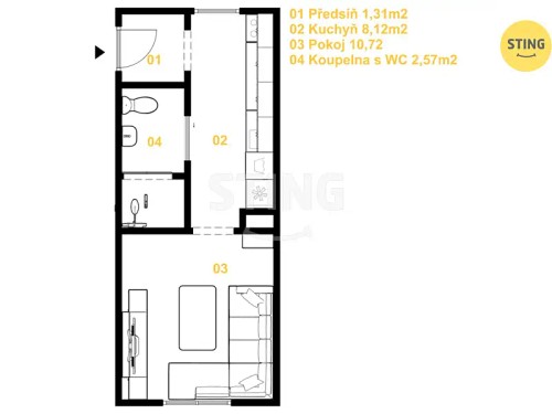 Prodej bytu 1+1 23 m²