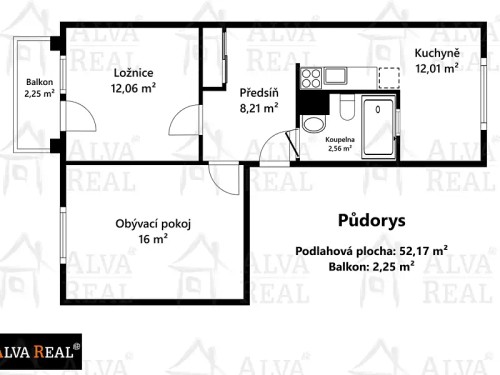 Prodej bytu 2+1 54 m²