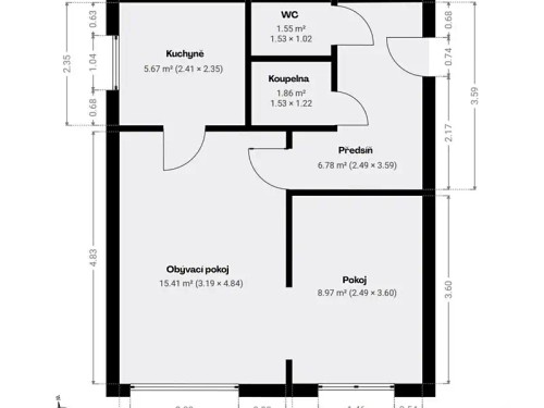 Prodej bytu 2+1 40 m²
