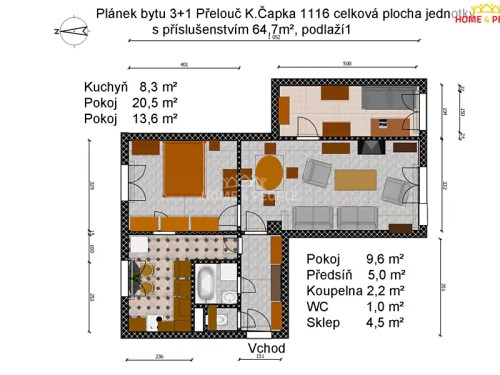 Prodaný  byt 3+1 64 m²