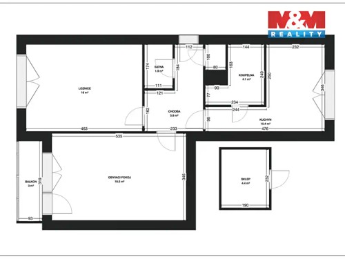 Prodaný byt 2+1 58 m²