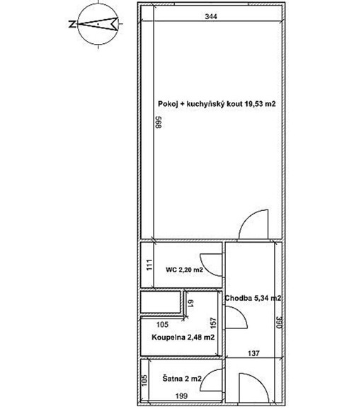 Prodaný  byt 1+kk 32 m²