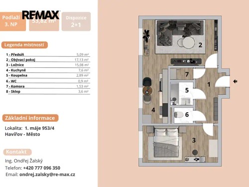 Prodej bytu 2+1 52 m²