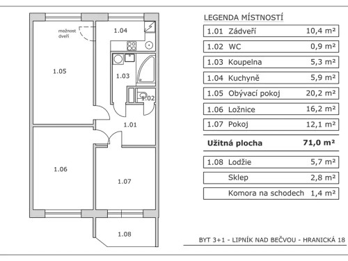 Prodej bytu 3+1 71 m²