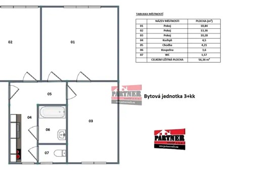 Prodaný  byt 3+kk 63 m²