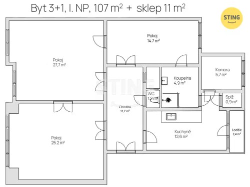 Prodej bytu 3+1 105 m²