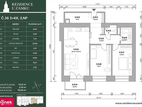 Prodej bytu 3+kk 80 m²
