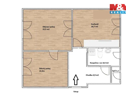 Prodej bytu 2+1 50 m²