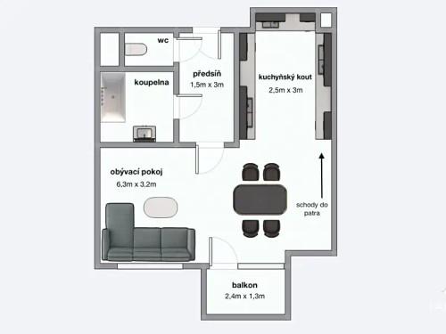 Prodaný byt 3+kk 63 m²