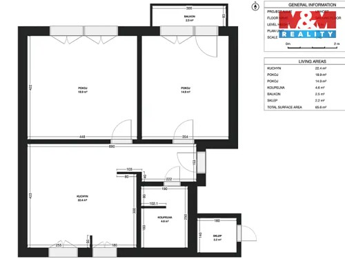 Prodaný byt 3+kk 62 m²