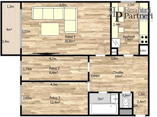 Prodaný byt 3+1 67 m²