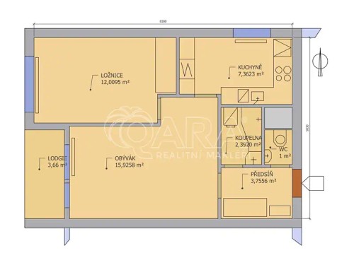 Prodaný byt 2+1 43 m²