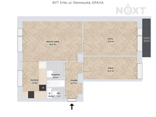 Prodaný  byt 3+kk 69 m²