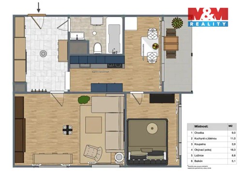 Prodaný  byt 2+1 51 m²