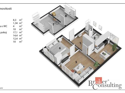 Prodej bytu 2+1 55 m²
