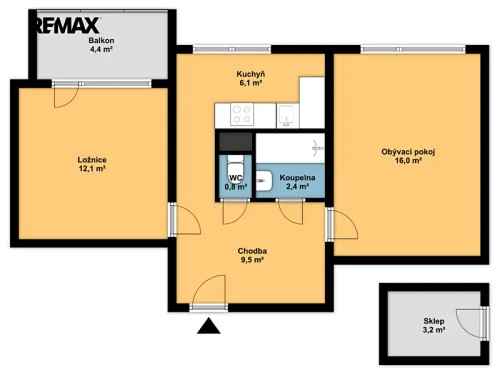 Prodej bytu 2+1 46 m²