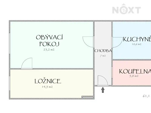 Prodaný  byt 2+1 61 m²