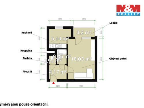Prodaný byt 1+1 38 m²