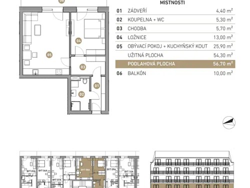 Prodej bytu 2+kk 56 m²