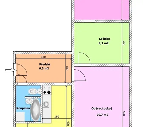Prodaný byt 2+1 64 m²