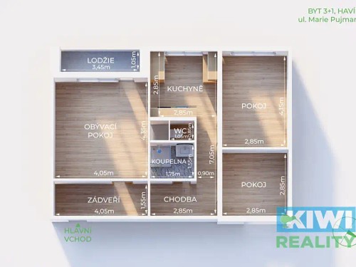 Prodej bytu 3+1 63 m²